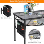 REDCAMP 36x24 Folding Grill Table for Outside, Lightweight Portable Metal Aluminum Outdoor Grill Table with Adjustable Height Legs, Great for Camping Picnic Cooking BBQ, Black 3ft