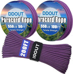 Paracord Nylon Rope Purple 50ft with 7-Strand Core, 10 Colors and 50/100/200 ft, Type III Parachute Cord 4mm for Camping, Survival, Hiking, DIY, Crafting, Outdoor Utility Rope