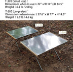 CAMPINGMOON Camping Side Table Heat-Resisting Stainless Steel Embossing Process for Outdoor Table Top Grill T-370