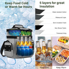 Expandable Tactical Lunch Box, Large Insulated Lunch Cooler Bag Heavy Duty Leakproof Lunch Pail for Men Adults Work Office Outdoor Picnic Trips,16L,Grey