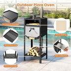 Happygrill 12” Pizza Oven Outdoor, Wood-Fired Pizza Stove with Ash Tray & Wood Storage, Pizza Stone, Pizza Peel & Oxford Cloth Cover, Multi-Fuel Pizza Maker for Patio, Backyard, Camping & BBQ