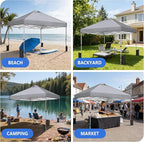 Sweetcrispy 10x10ft Pop Up Canopy Tent with 1-Person One Push Setup, Instant Portable Outdoor Shelter for Beach, Events, Camping – Includes Rolling Carry Bag, Grey