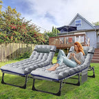 ABORON Patio Lounge Chair, Folding Guest Bed Cot for Adults, 500LB Heavy-Duty Capacity, Portable Extra Bed with Comfort Mat, Quick Fold Design for Indoor Guest Stays & Temporary Use