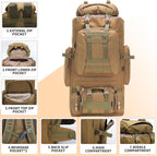 King'sGuard 100L Camping Hiking Backpack Molle Rucksack Military Camping Backpacking Daypack