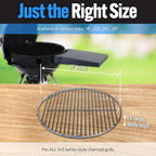 SnS Grills EasySpin Charcoal Grill Cooking Grate, 304 Stainless Steel, Large Hinged Opening, Perfect for 2-Zone Cooking, Replacement Grate Compatible with Weber & Other Grills - 18” Inches