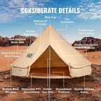 VEVOR Canvas Tent Bell, Yurt 4 Seasons for Camping with Stove Jack, Breathable Holds up to 4 People, Family Camping Outdoor Hunting Party