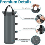 4 Sand Bags for Weight, Heavy Duty Sandbags for Canopy Legs, Extra Large Pop Up Tent Weights, Canopy Weight Bags for Gazebo, Outdoor Sun Shelter, Umbrella - Gray, 6"×20", Without Sand