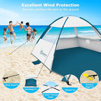 COMMOUDS Beach Tent Sun Shade for 3/4/6/8 Person, UPF 50+ Beach Sun Shelter Canopy Tent, Lightweight, Easy Set Up and Carry