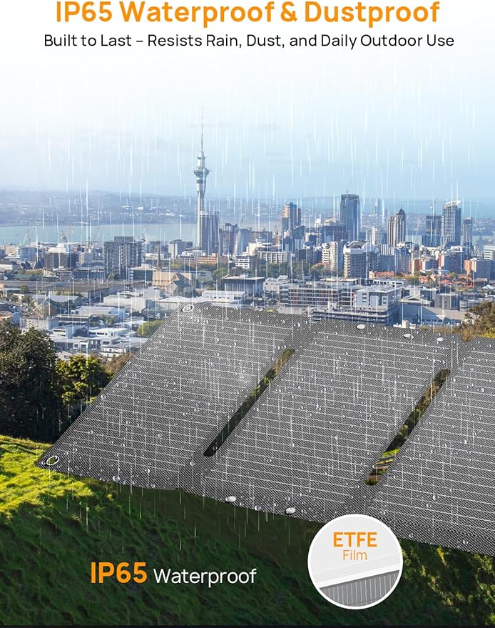 AFERIY 30W ETFE Solar Panel Charger, Up to 25% Conversion Efficiency for Solar Generator, with Fold Adjustable Kickstand for Camping, Outdoor, RVs, Home Use