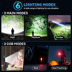 Rechargeable LED Flashlights High Lumens - 10,000LM Super Bright Flash Light with 6 Modes, Powerful Handheld Linternas for Home, Camping（2 Packs）