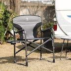 EVER ADVANCED Aluminum Lightweight Folding Director Chair, 350lbs Heavy Duty Camping Chair with Side Table & Storage, 19" Joint-Friendly Height Easy to Stand, Portable Makeup Artist & Vendor Chair