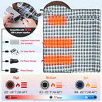 Sportneer Heated Sleeping Bag with 5 Heating Zones, Warm Flannel Cold Weather Sleeping Bag for Adults, 3 Heat Levels USB Powered (Power Bank Not Included), Winter Camping & Outdoor Hiking
