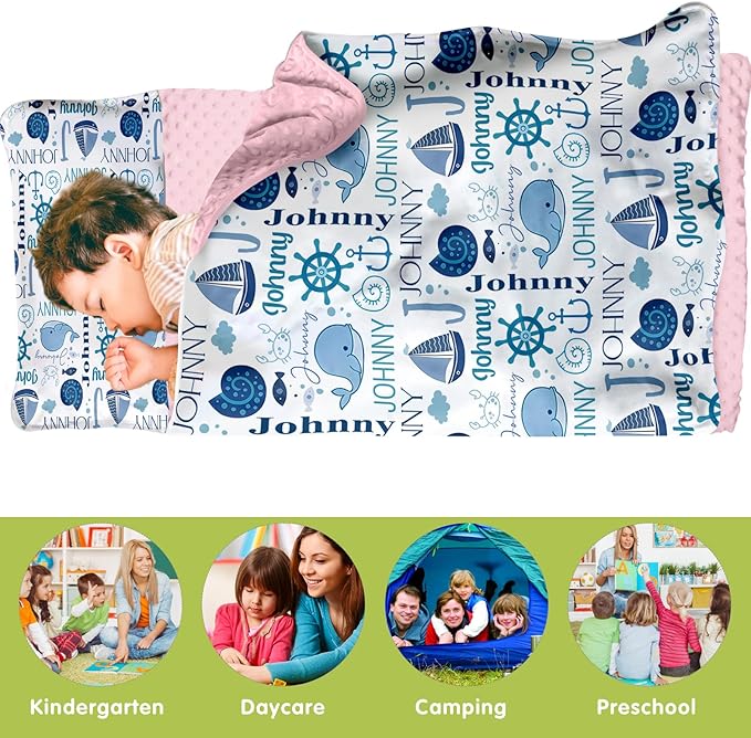 Personalized Toddler Nap Mat for Preschool, Custom Name Kids Sleeping Bag for Daycare, Kindergarten Roll Up Sleeping Mat with Removable Pillow and Soft Blanket, Fun Themes for Boys & Girls