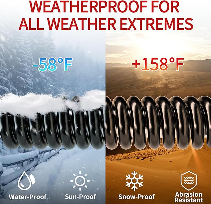 16/3 25 FT Outdoor Extension Cord Waterproof, Weatherproof & Flame Retardant Black 3 Prong Power Cord Outside for Lawn & Garden, 13 Amps 1625 Watts 125 VAC 16AWG SJTW, ETL Listed