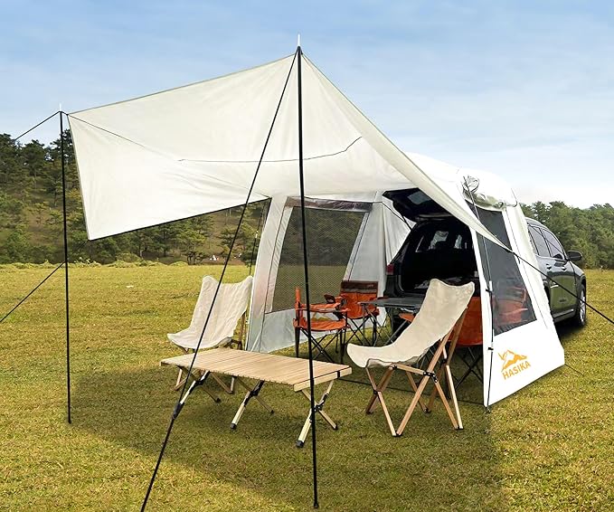 Car Tent for Camping 4-6 Person Universal SUV Van Tailgate Waterproof UPF 50 + Include Seperate Screen Tent
