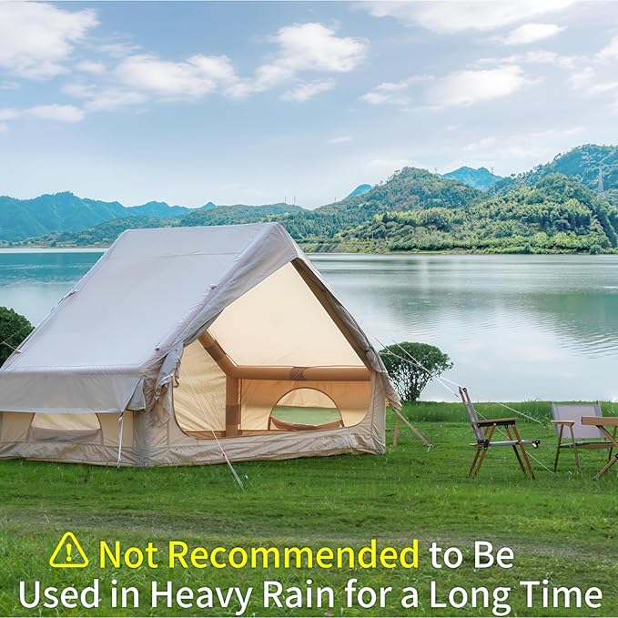 4-6 Person Inflatable Tent with Pump, Easy Setup 4-Season Waterproof Camping Tent, Family Glamping Tents with 12 Mesh Windows, All Weather Outdoor Tent, Camping Tents with Windows