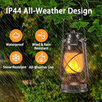 Outdoor Lanterns Waterproof Hanging Vintage LED Camping Lamps with Dancing Flame Non-Solar Remote Control Light Landscape Decor for Table Patio Garden Yard Pathway Porch 2Pack (3AA Batteries Power)