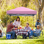Tangkula 6.6x6.6 Ft Pop Up Canopy, 1 Person Instant Setup Canopy Tent with Center Lock, UPF 50+ Sun Protection, 8 Stakes, 4 Ropes, Portable Outdoor Canopy with Carrying Bag