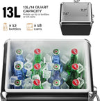 VINGLI 14qt Small Insulated Portable Cooler, Retro Vintage Classic Style Hard Metal Cooler for Barbeques, Camping, Fishing and Picnics