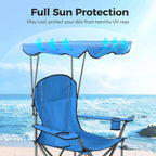 ALPHA CAMP Heavy Duty Canopy Lounge Chair Sunshade Hiking Travel Chair with Cup Holder