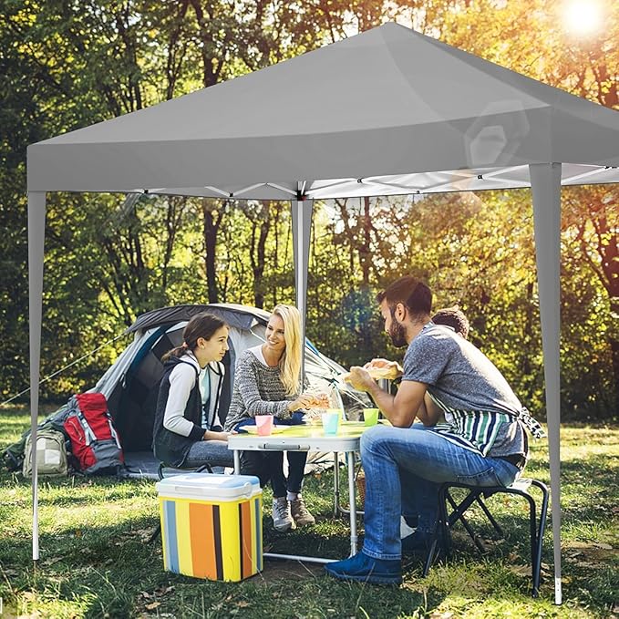 COBIZI Canopy 10x10 Pop Up Canopy Tent with 4 Sidewalls Party Tents for Parties Weddings Backyard Waterproof Canopy Outdoor Commercial Canopy Event Tent with Stakes, Ropes, Grey