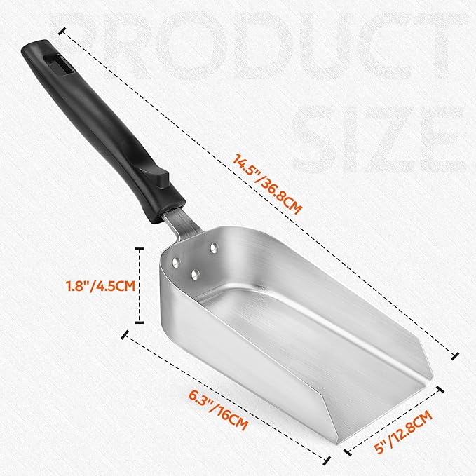 onlyfire Extra Large Griddle Spatula, Stainless Steel Griddle Scoop for Outdoor Flat Top Grill, Heat Resistant Handle Hamburger Turner for Blackstone, Camp Chef, Teppanyaki & Hibachi - 5 Inch