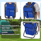 Kikerike Backpack Stool Cooler Chair Heavy Duty 300 LBS Max Load Portable Lightweight Stool Backpack Folding Fishing Cooler Seat for Camping Hunting Fishing - Dark Blue