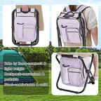 Kikerike Backpack Stool Cooler Chair Heavy Duty 300 LBS Max Load Portable Lightweight Stool Backpack Folding Fishing Cooler Seat for Camping Hunting Fishing - Pale Amethyst