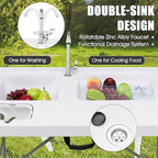 Giantex Fish Cleaning Table w/ 2 Sinks, Faucet, Hose Hook Up, Portable Folding Camping Table w/Measure Mark, Outdoor Fillet Cleaning Station for Fishing Beach Picnic (with Sprayer & Storage Shelf)