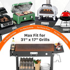 Portable Grill Table Cart with Wheels Foldable Blackstone Griddle Stand for 17"/22" Griddles, Ninja Woodfire Grill & Weber, Outdoor BBQ Prep Table with Storage Shelf Caddy for Camping, Tailgating