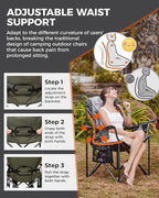 KingCamp Oversized Camping Folding Chair, Heavy Duty 450 LBS with Lumbar Support, Padded seat with Cup Holder&Cooler Bag, Ideal for Camp, Fishing, Sports Event, Backyard, Patio, Lawn