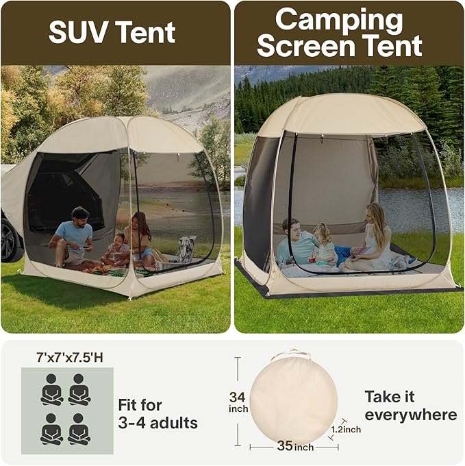 Alvantor SUV Tailgate Tent, Instant Pop Up Car Tent Creates Extra Living Space, UV Protection, Quick Setup in Seconds for Family, Road Trips, Tailgating, Beach, Outdoor Camping