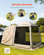 SUV Tailgate Tent VEVOR, 6 x 6 ft Pop-Up Screen House Canopy for 4–6 Person, Portable Screened Shelter with Carry Bag, for Car Camping, Backyard, Patio, Outdoor Activities