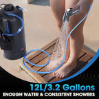 Teamaze Portable Shower,12L/3.2 Gal Solar Camping Shower Bag with Auto Pressure Pump,Portable Outdoor Shower for Camping,Beach,Hiking,RV,Pet Bath