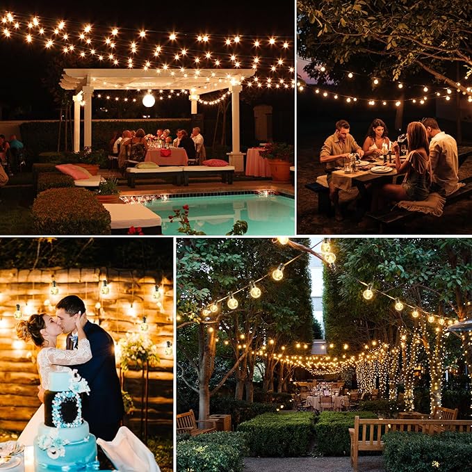 300FT Solar String Lights Outdoor Waterproof with Remote,G40 Solar Powered String Lights with 60+3 LED Shatterproof Bulbs, Dimmable Solar Patio Hanging Lights for Outside Backyard Party