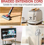 16/3 Braided Extension Cord 15 FT, Braided Extension Cord Flexible & Durable, Indoor 3 Prong Power Cable, Suitable for Home and Office, 13 Amp 1625 Watt 125VAC 16AWG, ETL Listed