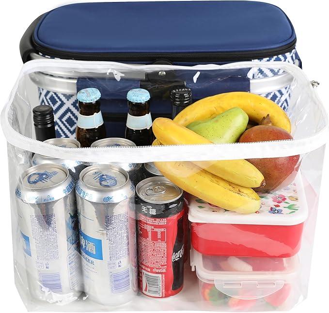 ALLCAMP Picnic Basket - Insulated Cooler, Thickening Foldable Picnic Basket with Removable Baskets & Sewn-in Frame, Basket for House Warming Gifts New Home(Rectangle Blue White)