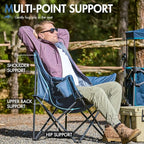 Portal Oversized Padded Camping Chair - Heavy Duty Folding Chair with Cup Holder & Side Pocket, Supports 350 lbs, for Camping, Lawn, Sports, Blue