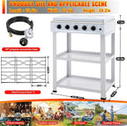 5 Burner Propane Gas Stove,400000BTU Portable Gas Stove with Support Leg Stand and Wind Blocking Cover Adapter Auto Ignition Camping Stove,propane burner for RV, Apartment, Outdoor Cooking