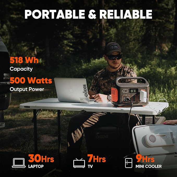 Jackery Portable Power Station Explorer 500 and 102W Fast Charger, 518Wh Solar Generator Lithium Battery with 500W AC Outlet for Home Use, Emergency Backup,Road Trip Camping (Solar Panel Optional)
