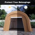 Carport 10 x 20 ft Outdoor Portable Storage Shelter Shed with 2 Rolled up Zipper Doors, Waterproof and UV Resistant Portable Garage Party Tent, Heavy Duty Car Canopy for Car, Truck, Boat, Brown