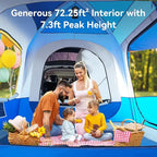 ABORON SUV Tent, 4/6 Person Waterproof SUV Camping Tent, Easy Setup Car Tent with Rainfly & Awning for Family Outdoor Adventures