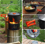 aiGear Camping Cooking Set Cookware Mess Kit with Storage Bag Pot Pan and Teapot Set Camping Accessories for Outdoor Camping Hiking Picnic Portable and Lightweight Aluminum Color Green,Black,Orange