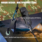 Tarp Clips Clamps Heavy Duty Lock Grip with Bungee Cords, Shark Shade Cloth Backdrop Tent Large Clip with Hook Accessories for Garden Outdoor Pool Cover Tarp Tie Downs Canvas Solar RV Awning
