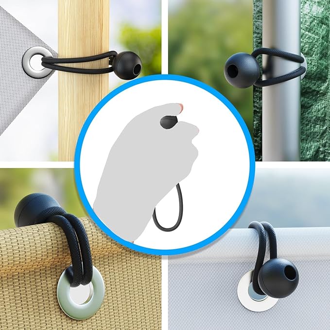 24 Pack - Tarp Clips Heavy Duty Lock Grip & Tarp Tie Downs Bungee Cords with Balls - Super Strong - Heavy Duty Clamps, Alligator Design - Secures Tarps, Tents, Awnings, Banners or Covers (24 Pack)