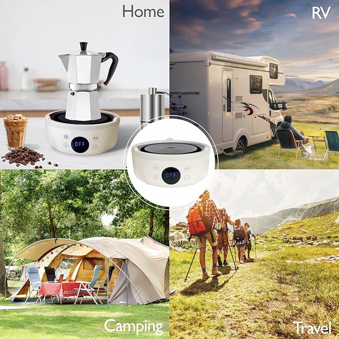 Mini Hot Plate Electric - Portable hot plate, Small Hot Plate, Mini Electric Stove, Perfect Size For Moka Pot, Melting Wax And More, Suitable For Kitchen, RV camping, Outdoor, 600W, 9 heat levels