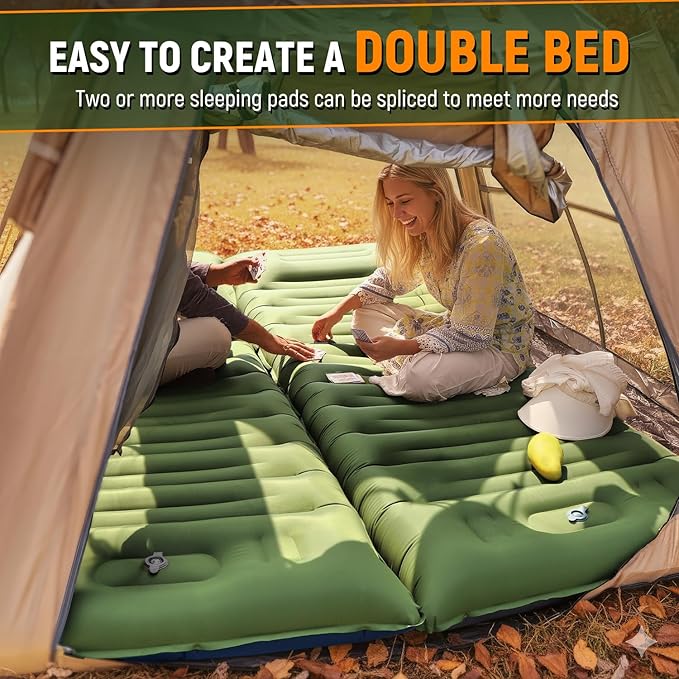 Camping Sleeping Pad, Thick 5 Inch Camping Mat with Pillow Built-in Foot Pump Ultralight Inflatable Sleeping Pads for Camping, Backpacking, Hiking, Tent