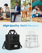 Tactical Lunch Bag & Lunch Box for Men - Large Double Deck Expandable Insulated Soft Adult Lunchbox for Work - Cooler Bag for Beach, Picnic, Camping,Outdoor，Travel (Black,23L)