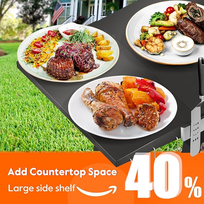 44" L x 17" W Grill Stand for Blackstone Griddle, Folding Grill Table Large Space Fit for 17"/22" Griddle, Ninja and Weber, BBQ Food Prep Table, Portable Outdoor Table for Camping, Tailgating, Outdoor