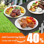 44" L x 17" W Grill Stand for Blackstone Griddle, Folding Grill Table Large Space Fit for 17"/22" Griddle, Ninja and Weber, BBQ Food Prep Table, Portable Outdoor Table for Camping, Tailgating, Outdoor